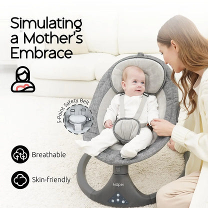 Electric Baby Swing & Bouncer with Bluetooth & Remote Control