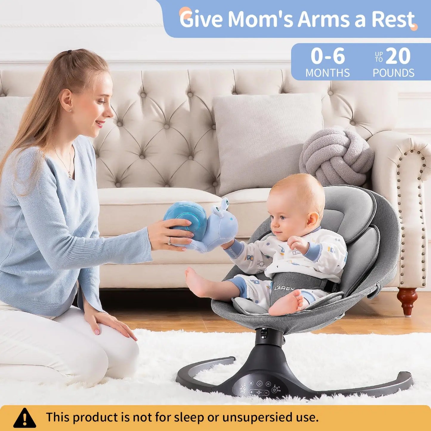 Larex Electric Baby Swing & Rocker – App & Remote Controlled
