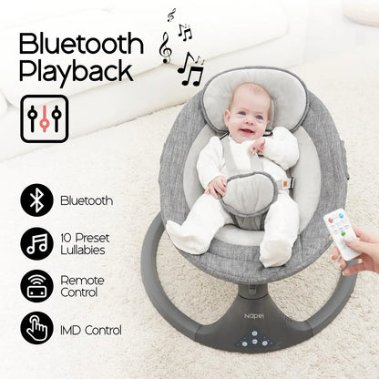 Electric Baby Swing & Bouncer with Bluetooth & Remote Control