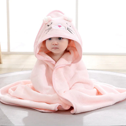 Cartoon Hooded Baby Blanket & Bath Towel Wrap