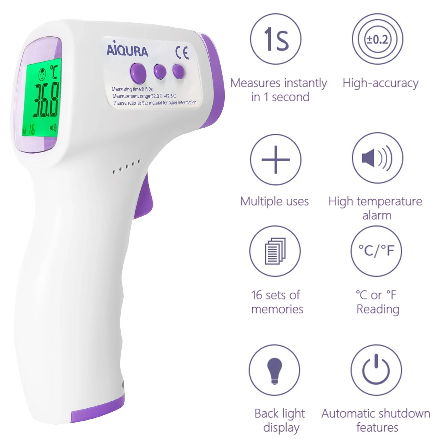Non-Contact Infrared Baby Thermometer – Digital Forehead Fever Monitor with LCD Display