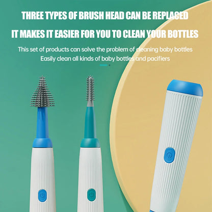 Cordless Electric Baby Bottle Brush Set – Silicone Cleaning Tool for Bottles, Nipples & Straws (1500mAh, Waterproof, 5 Attachments)