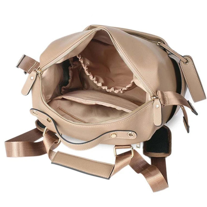 Multifunction Vegan Leather Diaper Backpack – Large Capacity Baby Bag