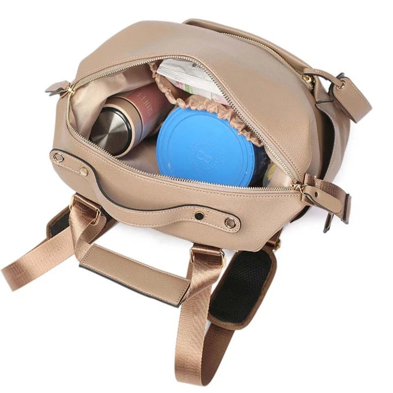 Multifunction Vegan Leather Diaper Backpack – Large Capacity Baby Bag