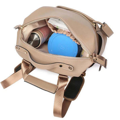 Multifunction Vegan Leather Diaper Backpack – Large Capacity Baby Bag