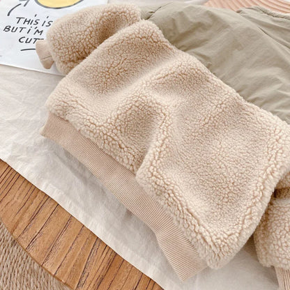 Warm Lamb Wool Stitching Coat – Winter Jacket (Ages 1–6 Years)