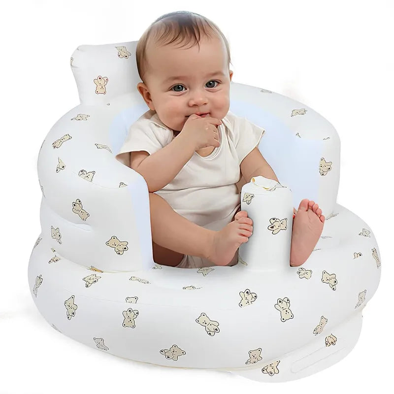 Inflatable Baby Floor Seat with Built-In Pump – Portable Support Chair for Sitting Up