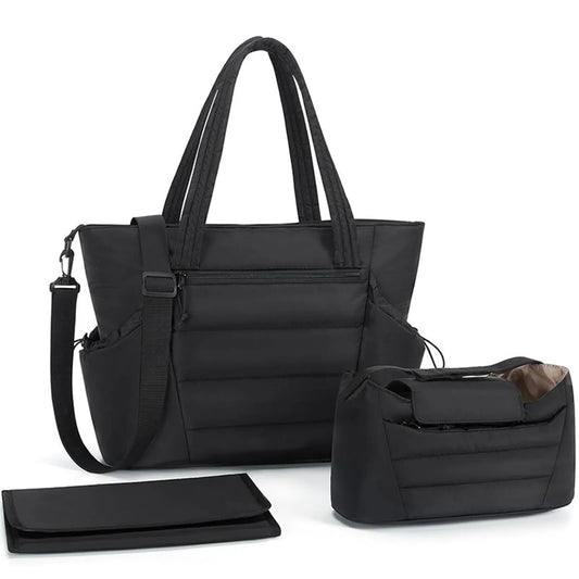 Water-repellent Quilted Puffer Travel Tote Bag