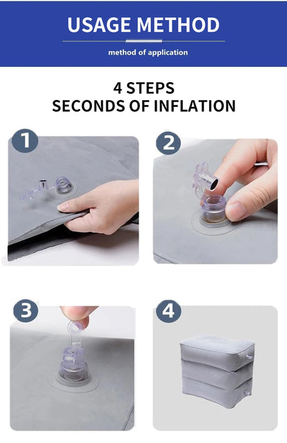 Inflatable Travel Foot Rest Pillow – Adjustable Height Leg Cushion for Flights & Office