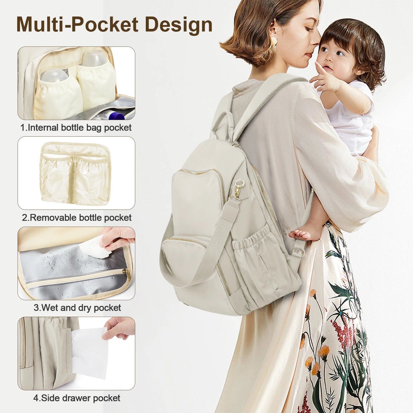 Lightweight Waterproof Parent Backpack – Large Capacity Baby Travel Nappy Bag