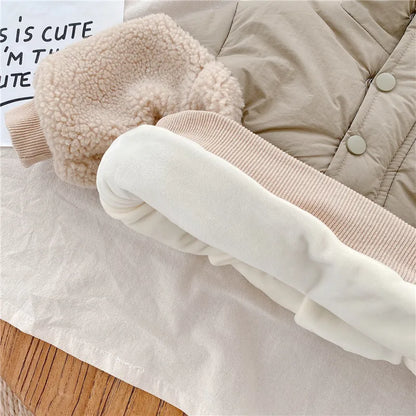 Warm Lamb Wool Stitching Coat – Winter Jacket (Ages 1–6 Years)
