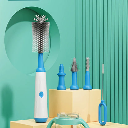 Cordless Electric Baby Bottle Brush Set – Silicone Cleaning Tool for Bottles, Nipples & Straws (1500mAh, Waterproof, 5 Attachments)