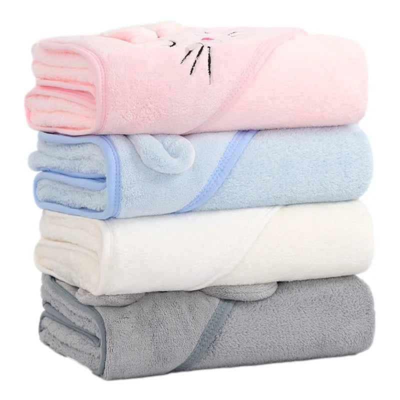 Cartoon Hooded Baby Blanket & Bath Towel Wrap