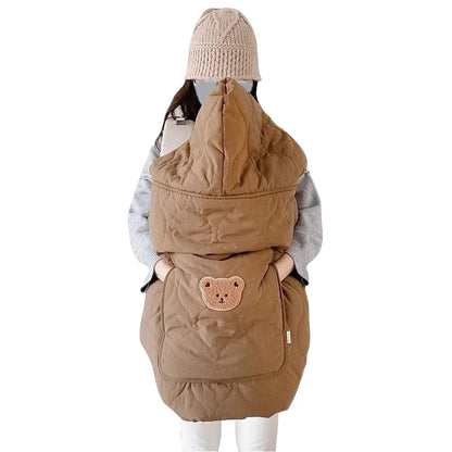 Luxury Winter Baby Stroller Blanket – Hooded Bear Swaddle Cloak