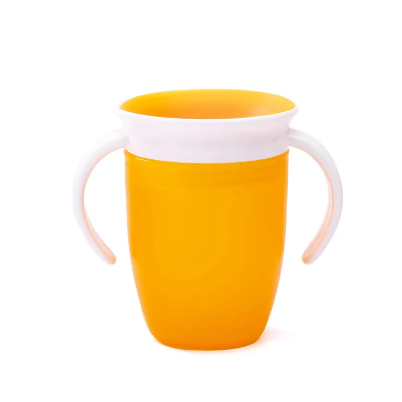 360° Rotating Baby Drinking Cup – Leakproof Silicone Training Cup with Handles & Flip Lid