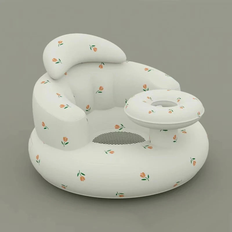 Inflatable Baby Floor Seat with Built-In Pump – Portable Support Chair for Sitting Up