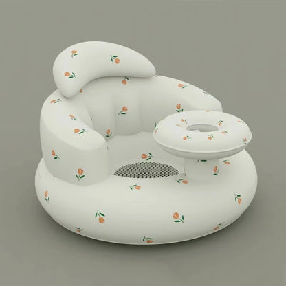 Inflatable Baby Floor Seat with Built-In Pump – Portable Support Chair for Sitting Up