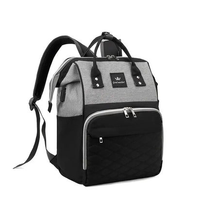 Multi-Functional Mommy Backpack – Diamond Grid Design with USB Charging Port