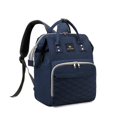 Multi-Functional Mommy Backpack – Diamond Grid Design with USB Charging Port