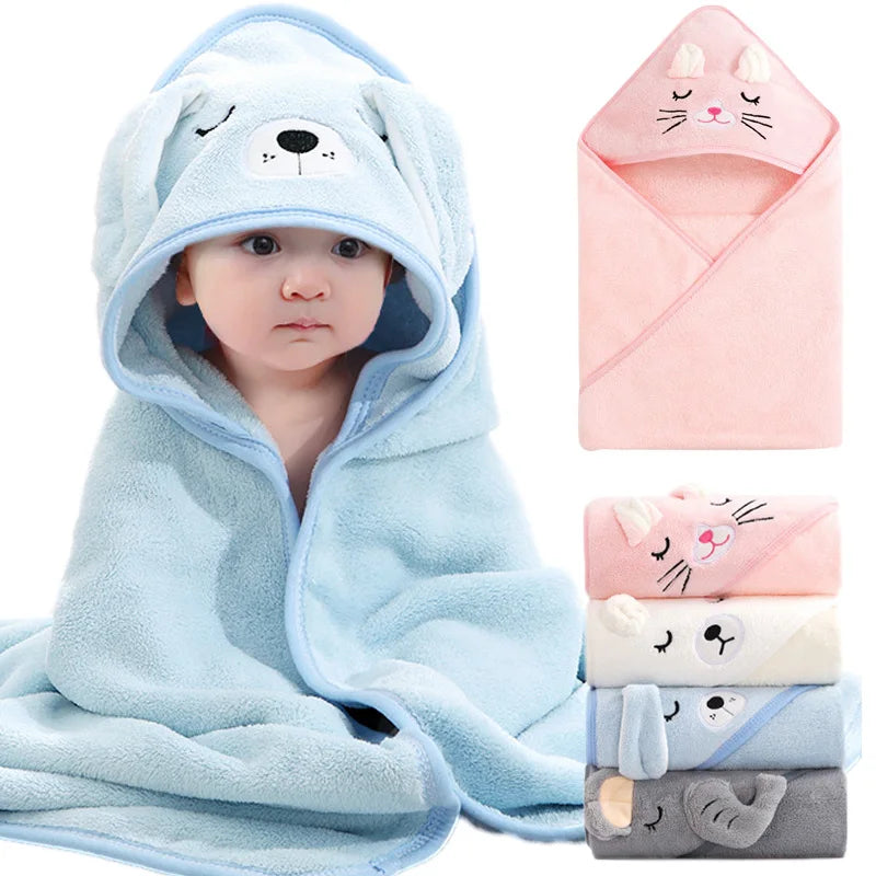 Cartoon Hooded Baby Blanket & Bath Towel Wrap