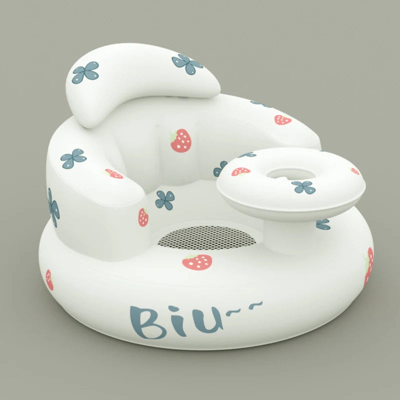 Inflatable Baby Floor Seat with Built-In Pump – Portable Support Chair for Sitting Up