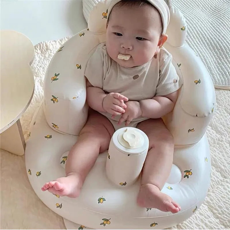 Inflatable Baby Floor Seat with Built-In Pump – Portable Support Chair for Sitting Up