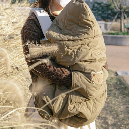 Luxury Winter Baby Stroller Blanket – Hooded Bear Swaddle Cloak