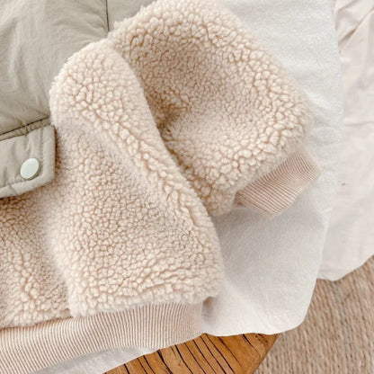 Warm Lamb Wool Stitching Coat – Winter Jacket (Ages 1–6 Years)