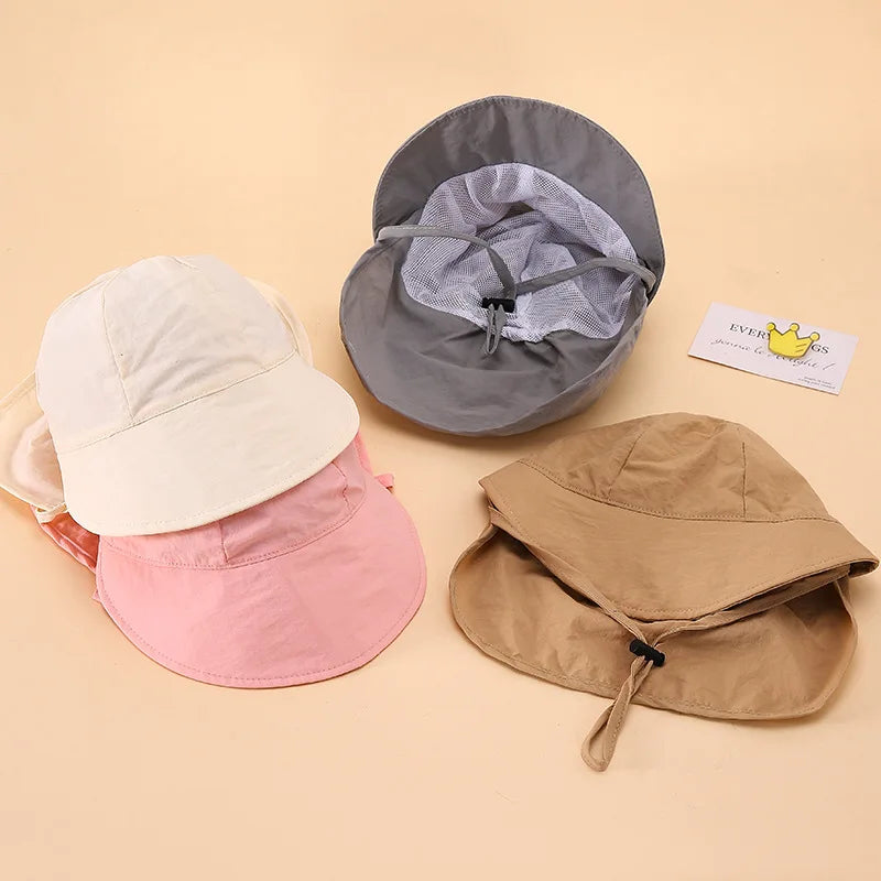 Toddler Sun Hat with Neck Shawl – Quick Dry & UV Protection