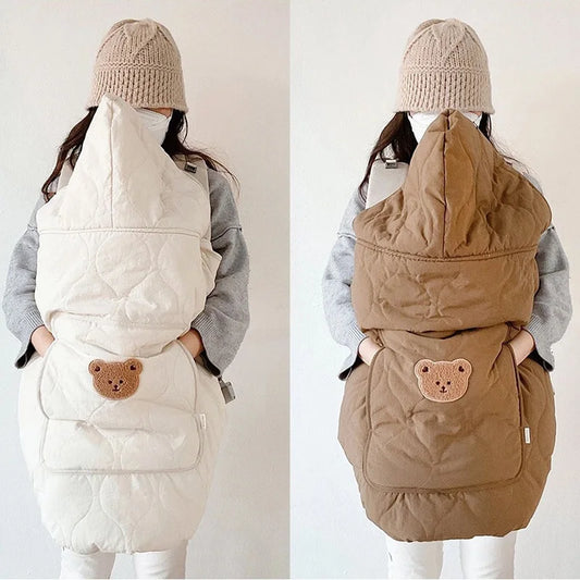 Luxury Winter Baby Stroller Blanket – Hooded Bear Swaddle Cloak