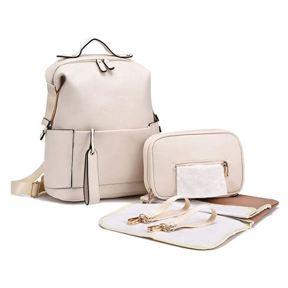 Multifunction Vegan Leather Diaper Backpack – Large Capacity Baby Bag