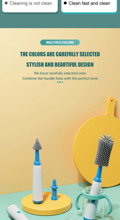 Cordless Electric Baby Bottle Brush Set – Silicone Cleaning Tool for Bottles, Nipples & Straws (1500mAh, Waterproof, 5 Attachments)
