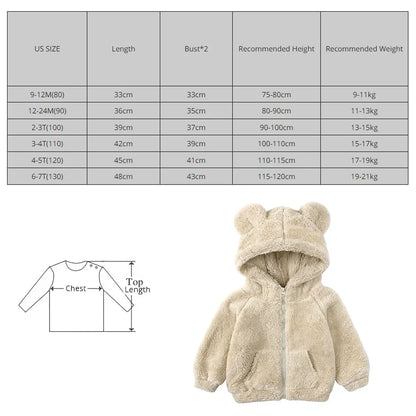 Plush Baby Fleece Jacket with Bear Ears – Soft Flannel Hoodie for Everyday Comfort