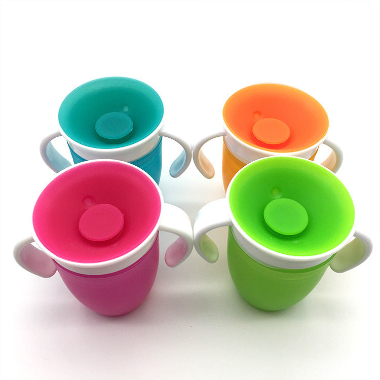 360° Rotating Baby Drinking Cup – Leakproof Silicone Training Cup with Handles & Flip Lid