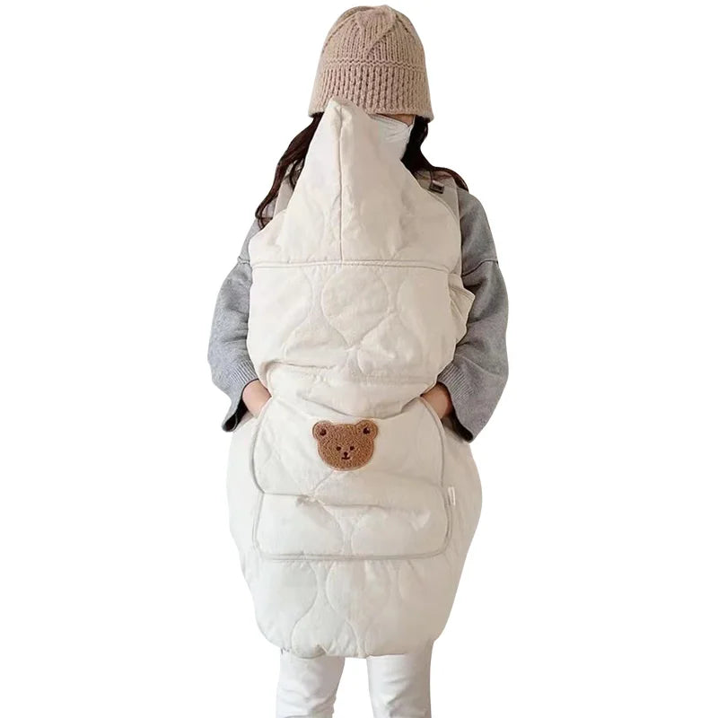 Luxury Winter Baby Stroller Blanket – Hooded Bear Swaddle Cloak